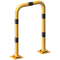 Anti-nudge hoop | flexible, tiltable | steel tube  76 mm | yellow / black | total width: 750 mm | height above ground: 1150 mm